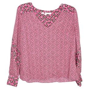 Boden Long Sleeve Top V-Neck Mixed Liberty Floral Pink Size 10